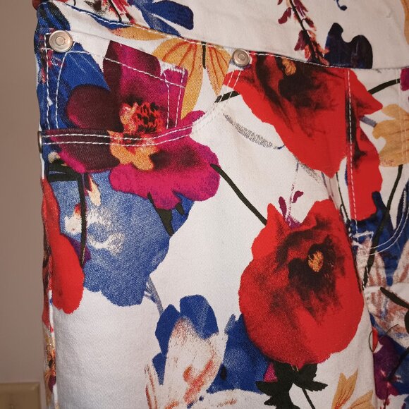 NEW Tribal Women's Pull on Ankle Jegging Floral Printed Denim Hot Coral 0 - Picture 2 of 9